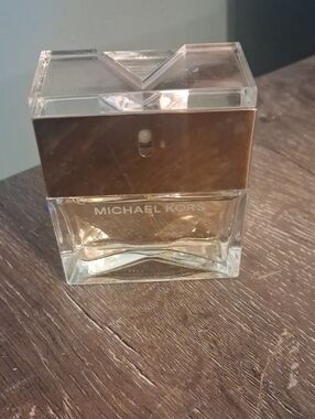 Michael Kors Clear Glass Bottle with Gold-Tone Band